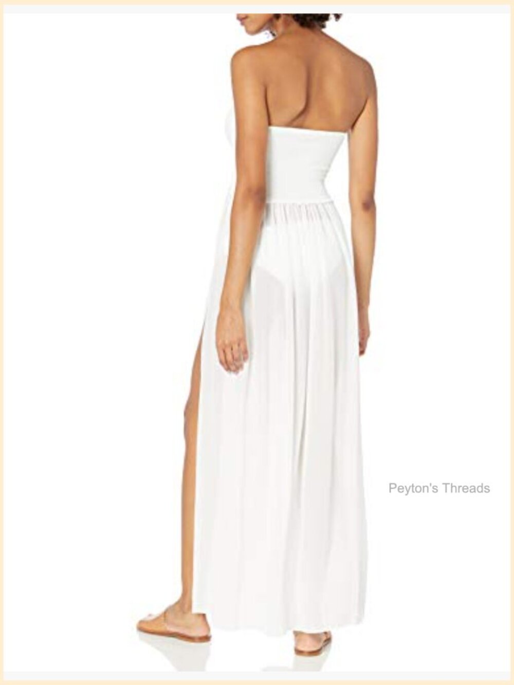 Smocked Strapless A-Line Maxi Dress with Ruffle Hem - Picture 2 of 7